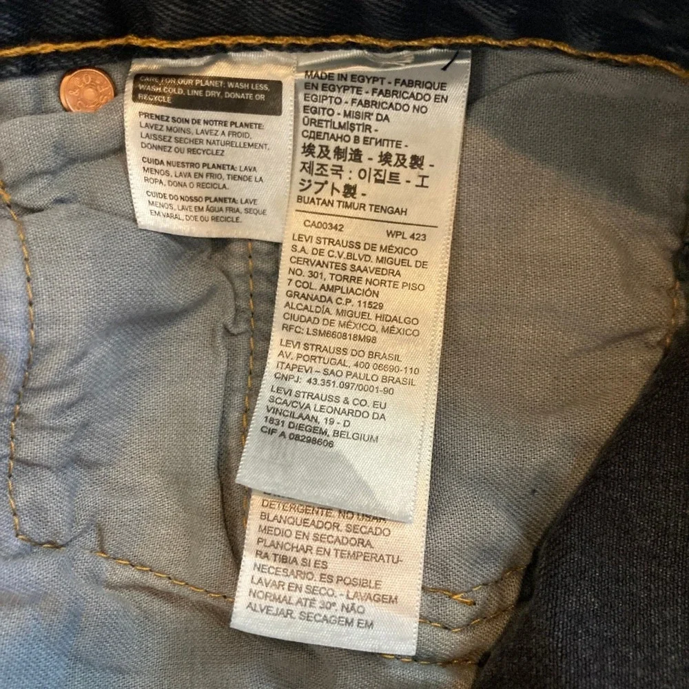 Levis 501 Jeans Mens 44x30 (Fit 44x29) Dark Wash‎ Button Fly Original Fit